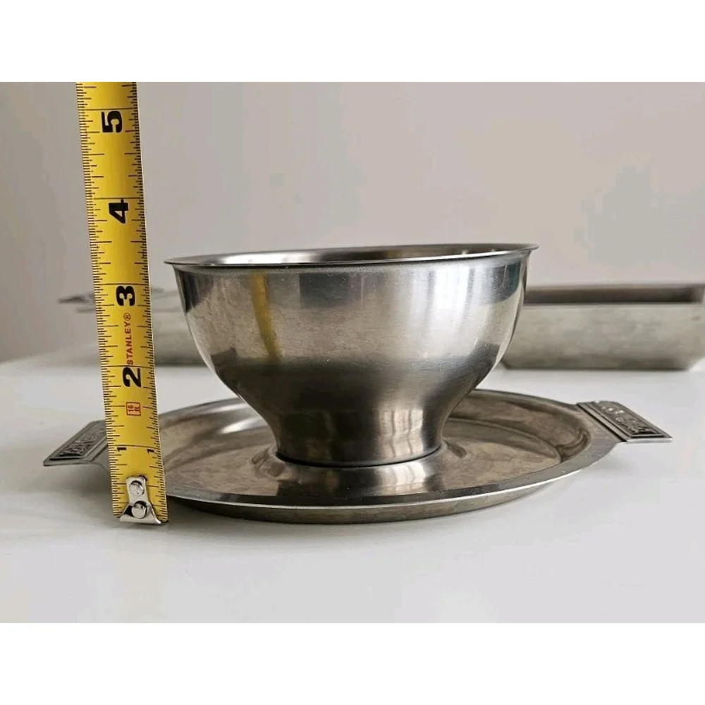 Vintage International Decorator Japan Stainless Steel Serving Dish Set w Handles